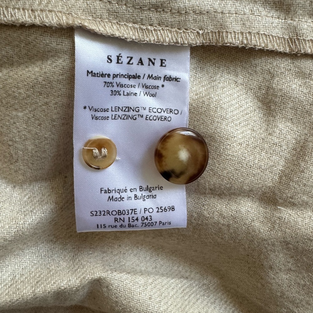 Szane Neutral Wool Blend Button-Front Dress - image 4